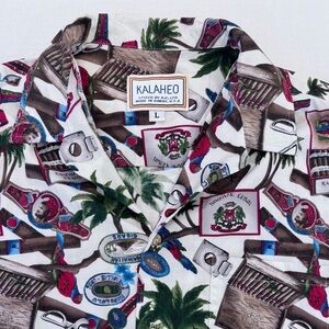Vintage Kalaheo Hawaiian Shirt Men's Large Cigars Cuban Parrot